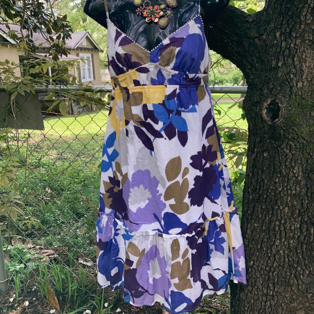 American Eagle Floral Sundress Halter Keyhole S